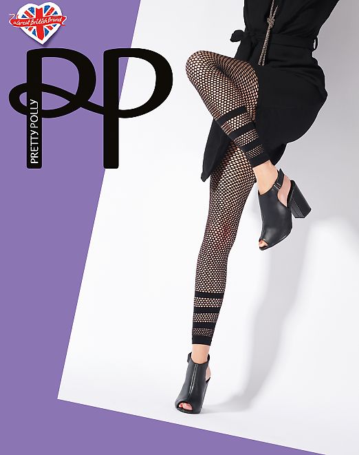 Pretty Polly Stripe Net Footless Tights AVQ3